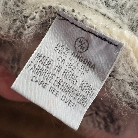 Vintage Sun-Wai Angora Black & White Cardigan Sz M - Picture 7 of 9